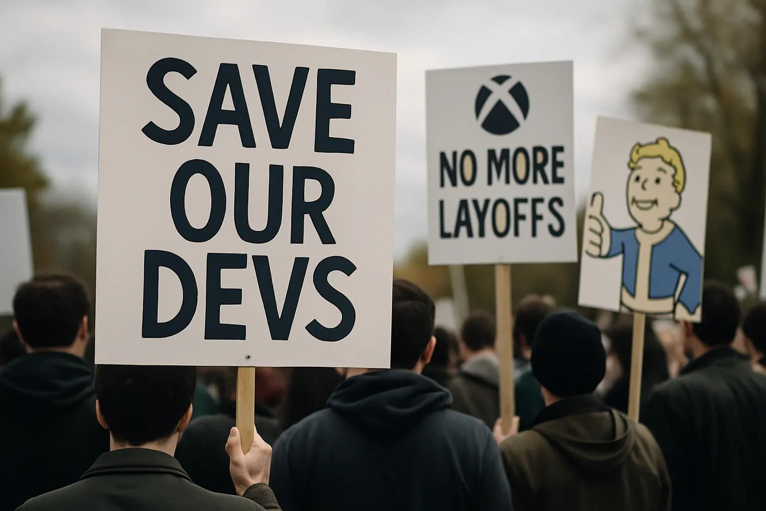 Save Our Devs: Bethesda's Union Marched on Xbox's 3,200 Layoffs — and Fallout 4 Modders Joined In